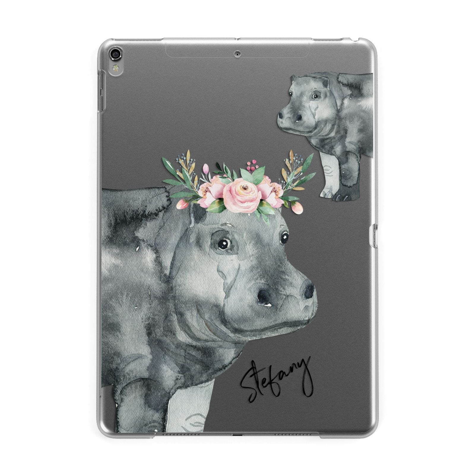 Personalised Hippopotamus Apple iPad Grey Case