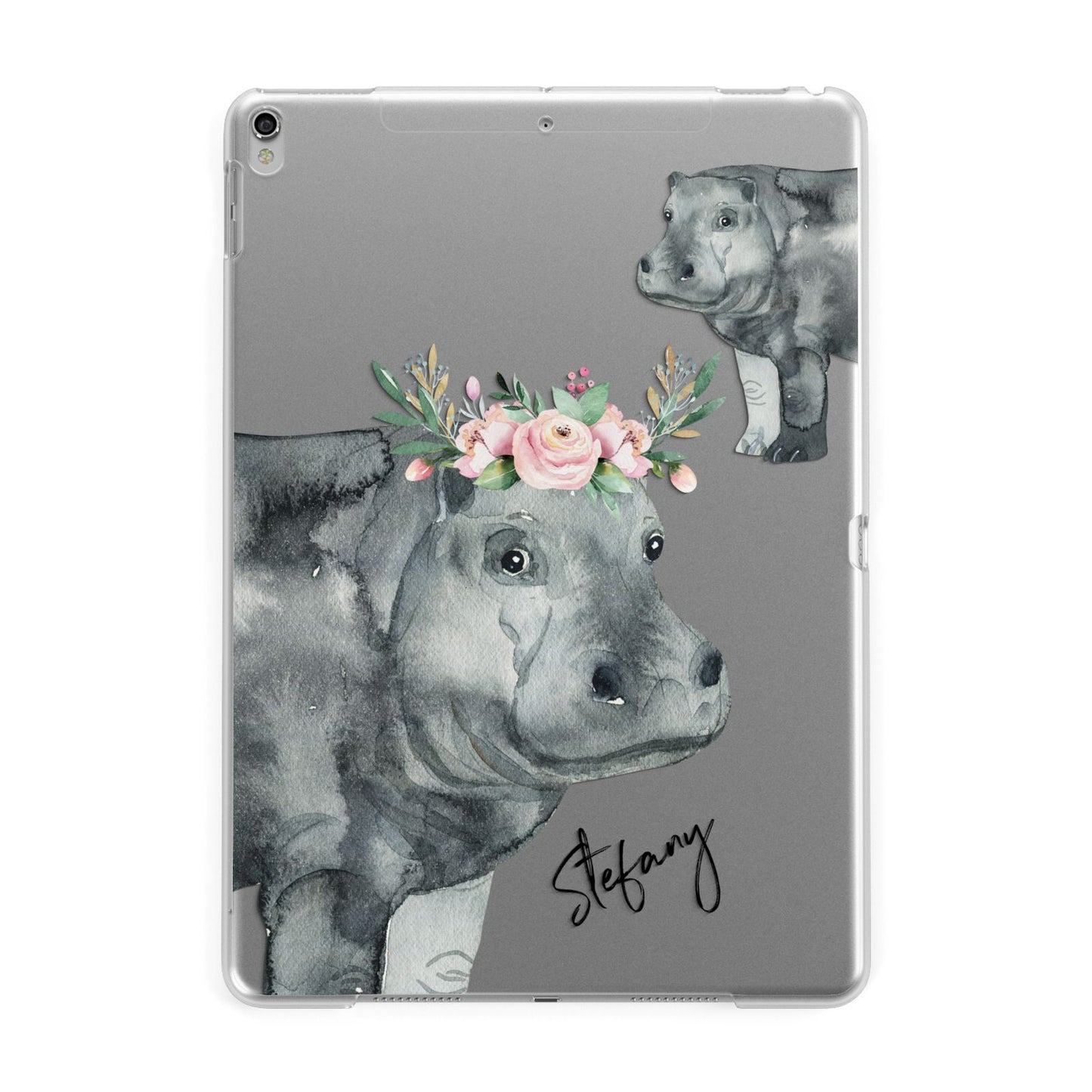 Personalised Hippopotamus Apple iPad Silver Case
