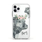 Personalised Hippopotamus Apple iPhone 11 Pro in Silver with White Impact Case
