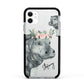 Personalised Hippopotamus Apple iPhone 11 in White with Black Impact Case