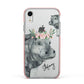 Personalised Hippopotamus Apple iPhone XR Impact Case Pink Edge on Silver Phone