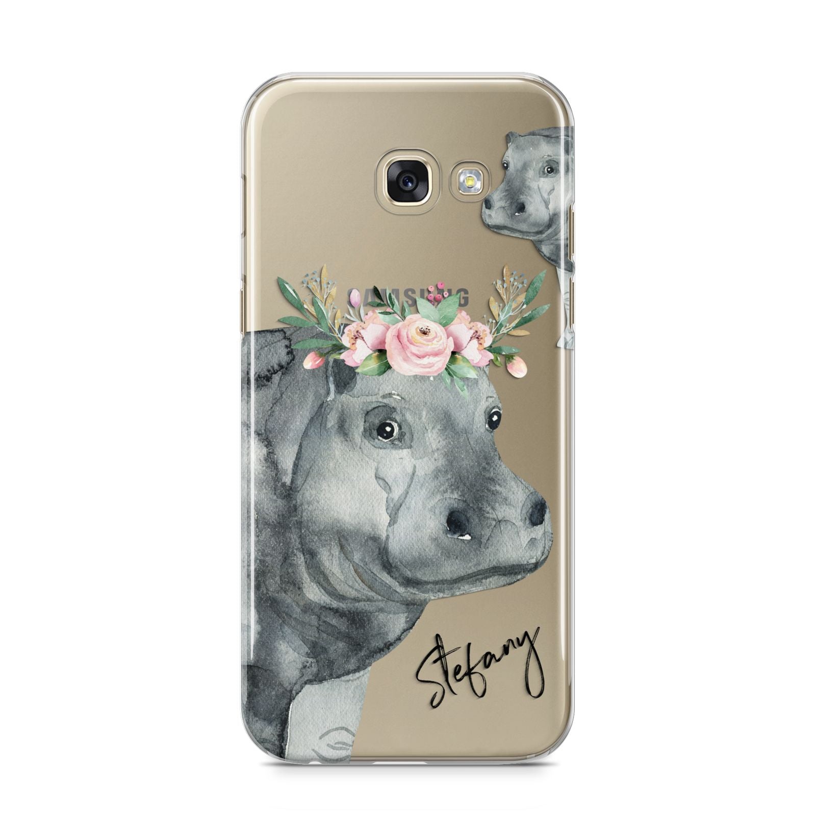 Personalised Hippopotamus Samsung Galaxy A5 2017 Case on gold phone