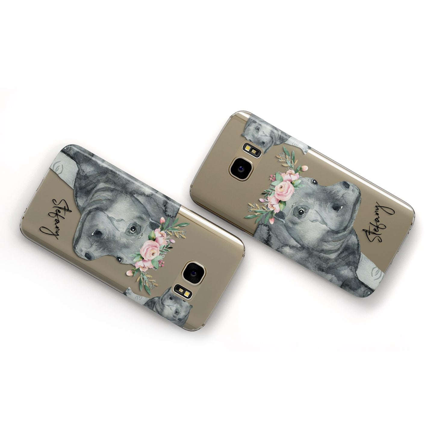 Personalised Hippopotamus Samsung Galaxy Case Flat Overview