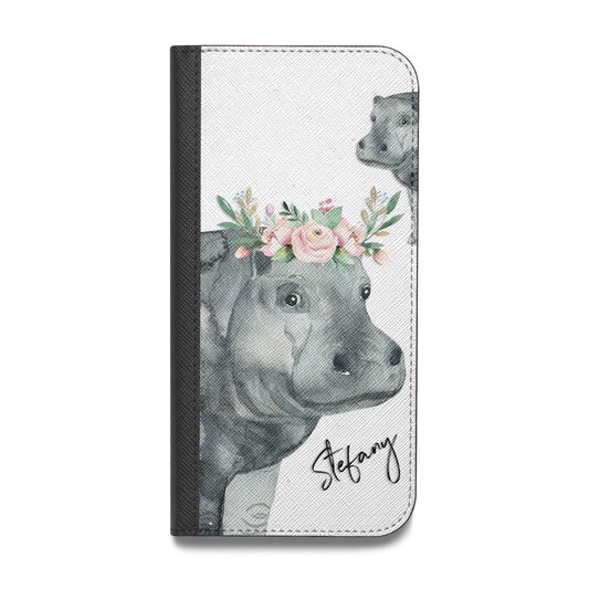 Personalised Hippopotamus Vegan Leather Flip Samsung Case