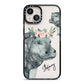 Personalised Hippopotamus iPhone 13 Black Impact Case on Silver phone