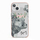 Personalised Hippopotamus iPhone 13 TPU Impact Case with Pink Edges
