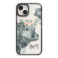 Personalised Hippopotamus iPhone 14 Black Impact Case on Silver phone