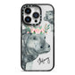 Personalised Hippopotamus iPhone 14 Pro Black Impact Case on Silver phone