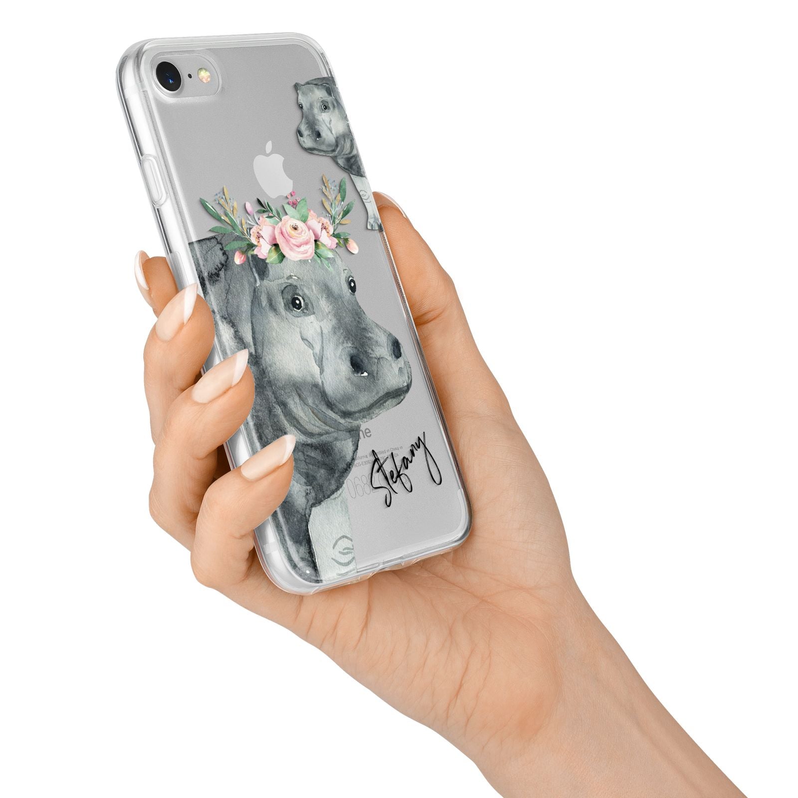 Personalised Hippopotamus iPhone 7 Bumper Case on Silver iPhone Alternative Image