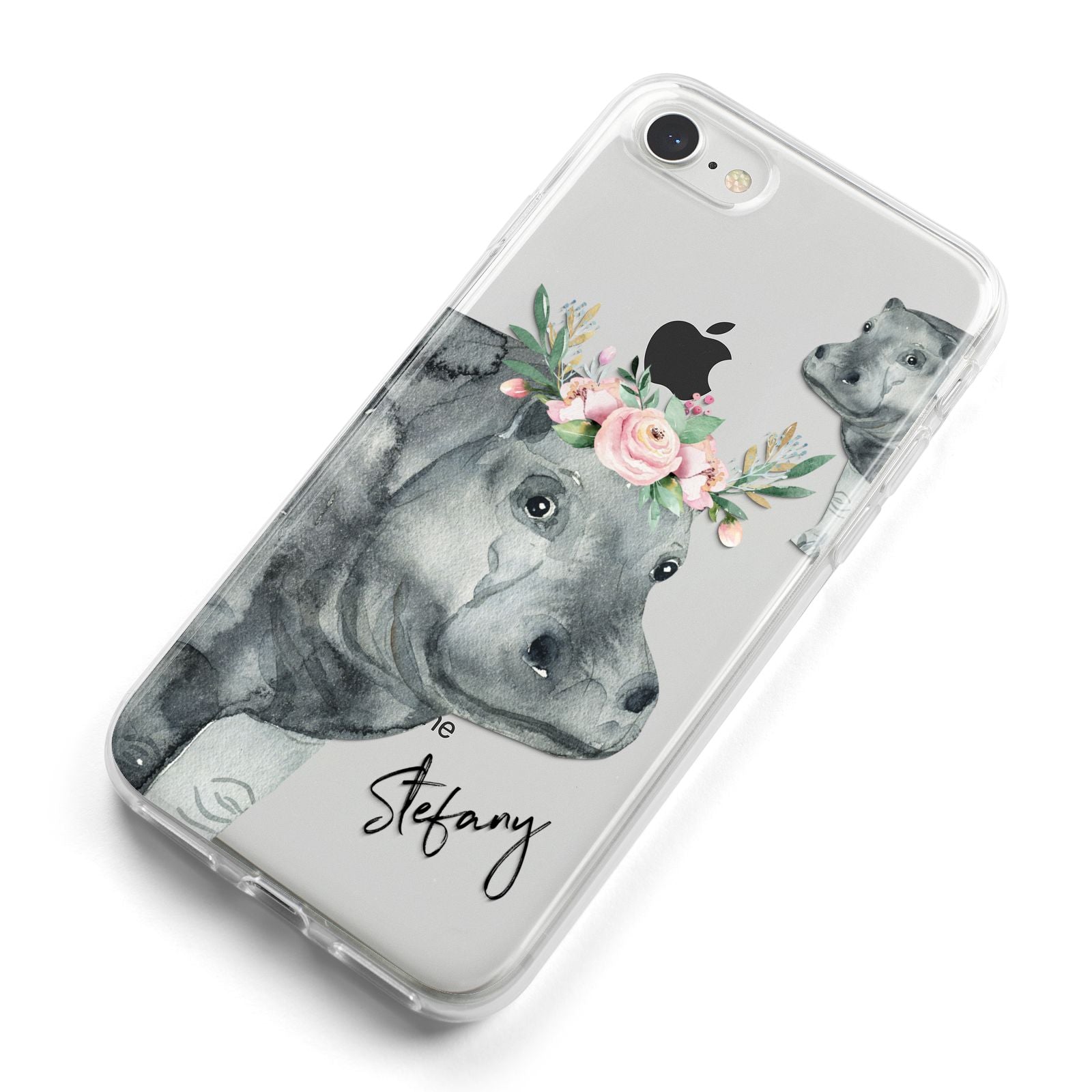 Personalised Hippopotamus iPhone 8 Bumper Case on Silver iPhone Alternative Image