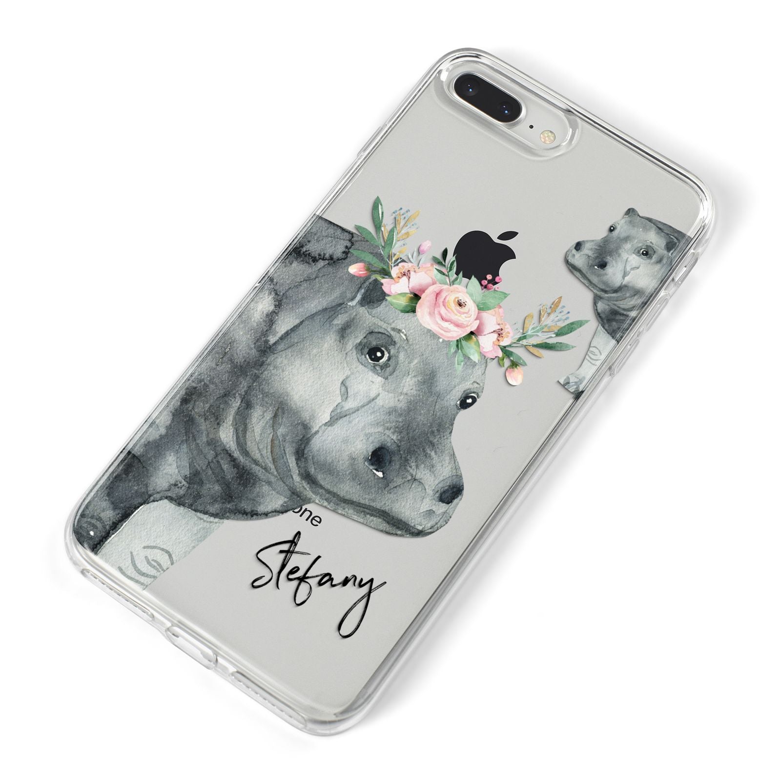 Personalised Hippopotamus iPhone 8 Plus Bumper Case on Silver iPhone Alternative Image