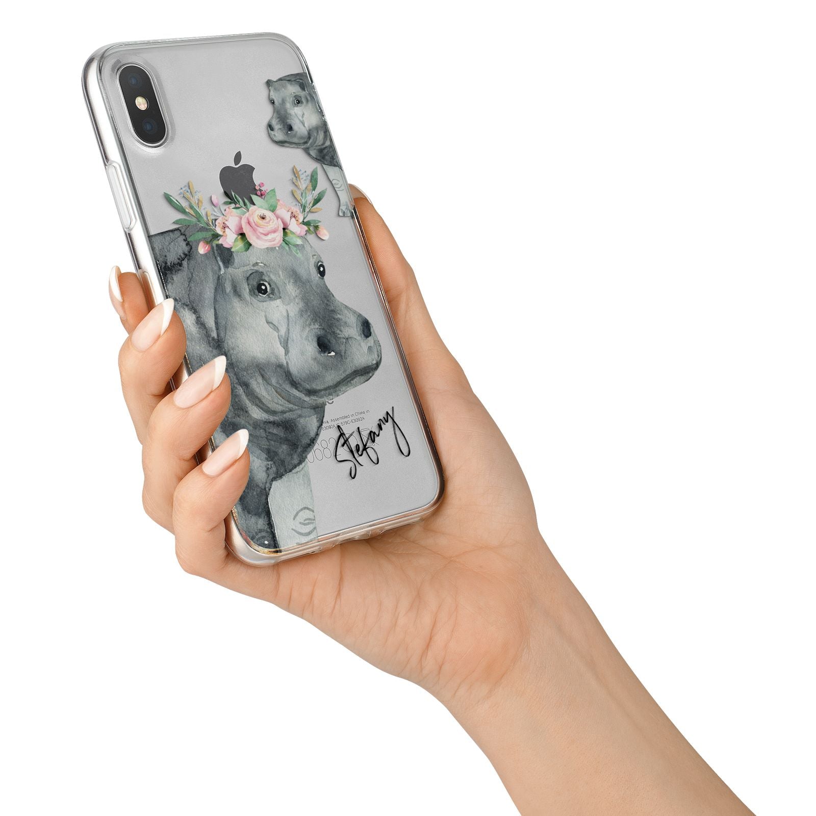 Personalised Hippopotamus iPhone X Bumper Case on Silver iPhone Alternative Image 2
