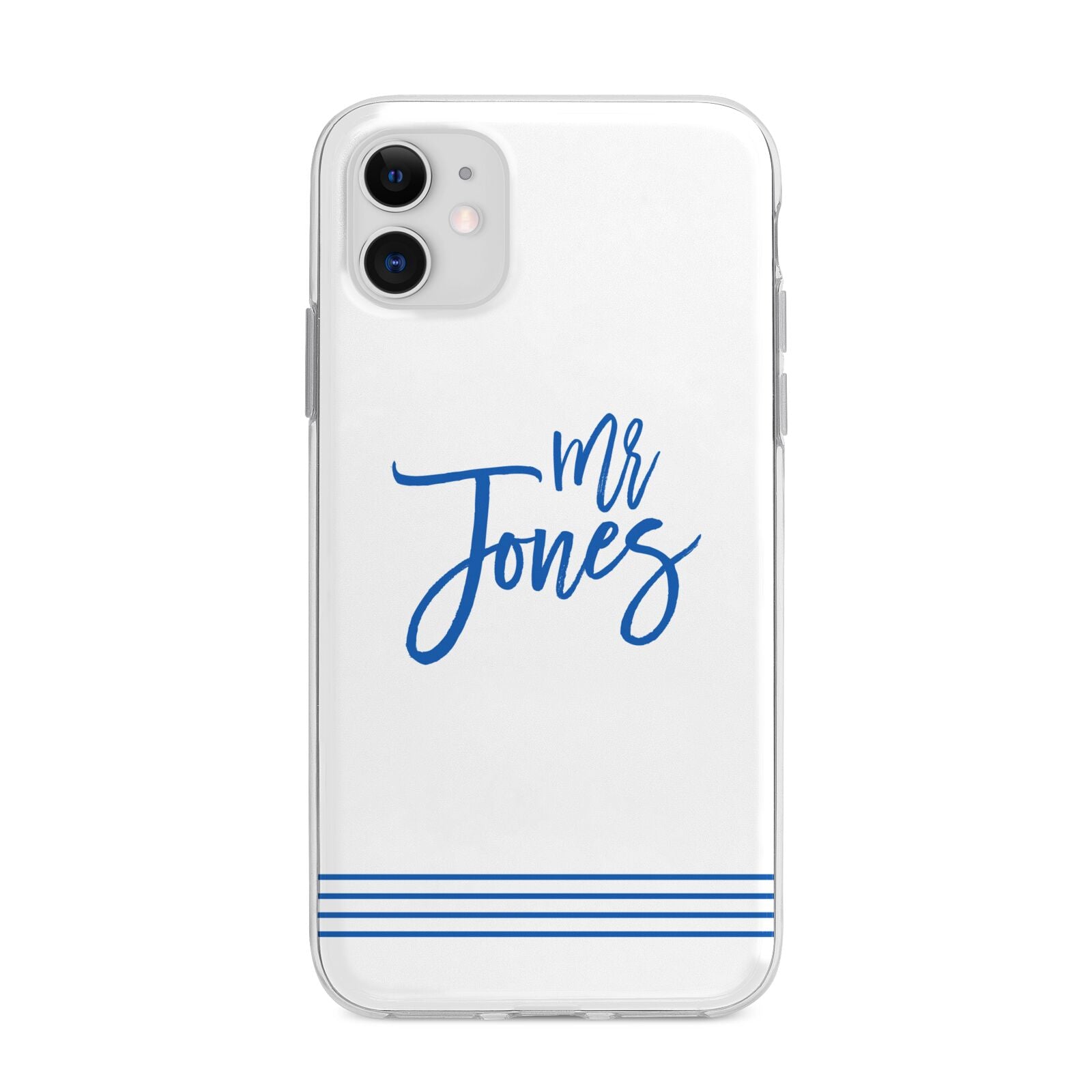 Personalised His Apple iPhone 11 in White with Bumper Case