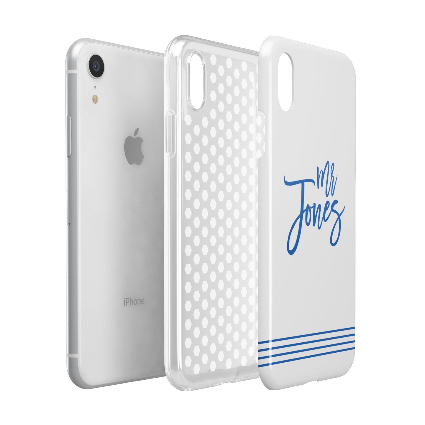 Personalised His Apple iPhone XR White 3D Tough Case Expanded view