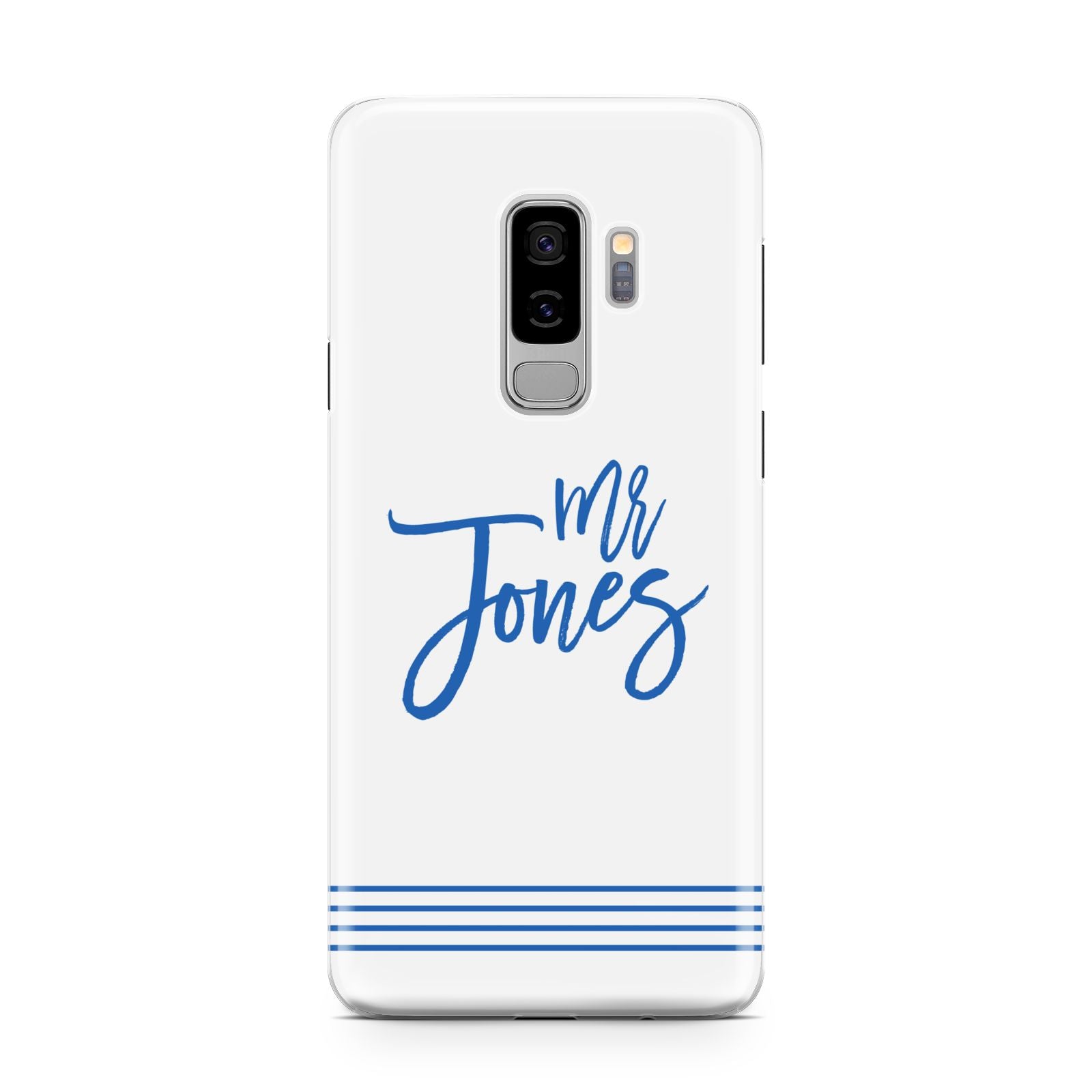 Personalised His Samsung Galaxy S9 Plus Case on Silver phone