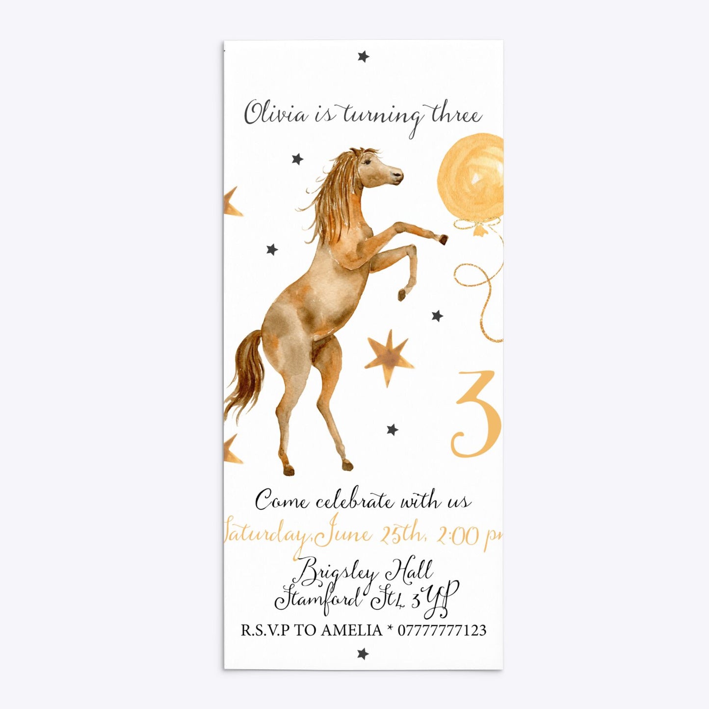 Personalised Horse Happy Birthday 4x9 Rectangle Invitation Matte Paper