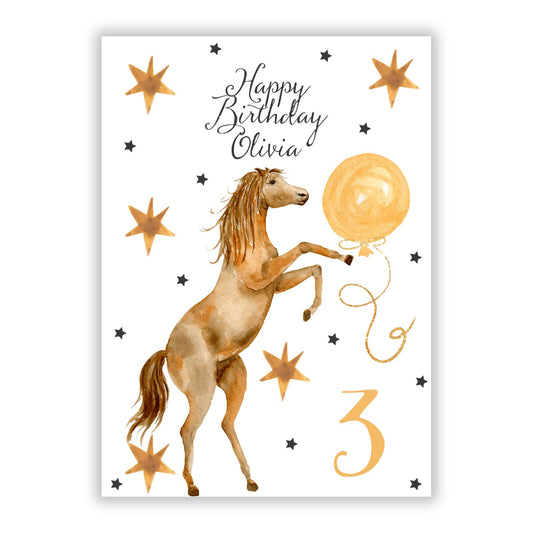 Personalised Horse Happy Birthday A5 Flat Greetings Card