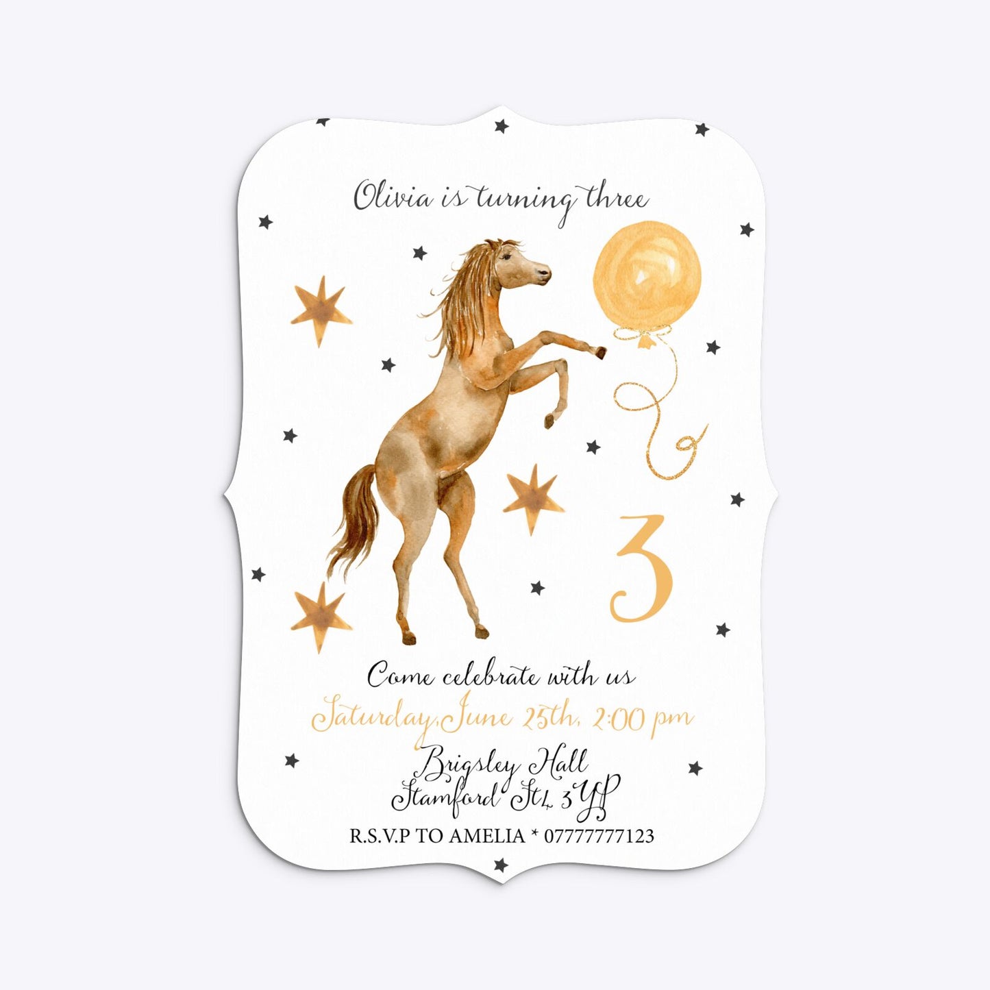 Personalised Horse Happy Birthday Bracket Invitation Matte Paper
