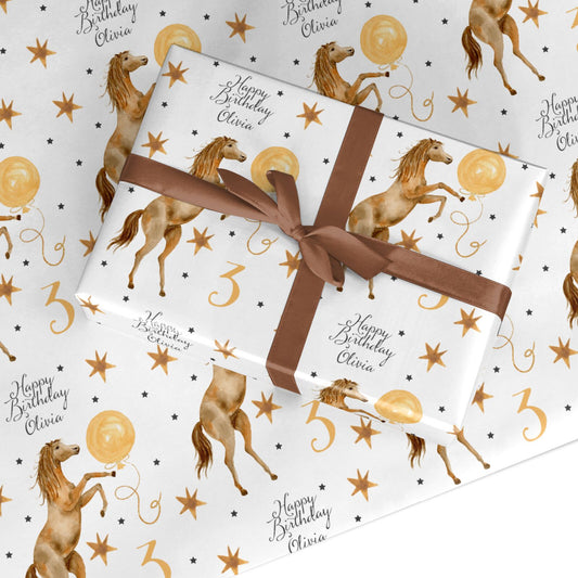 Personalised Horse Happy Birthday Custom Wrapping Paper