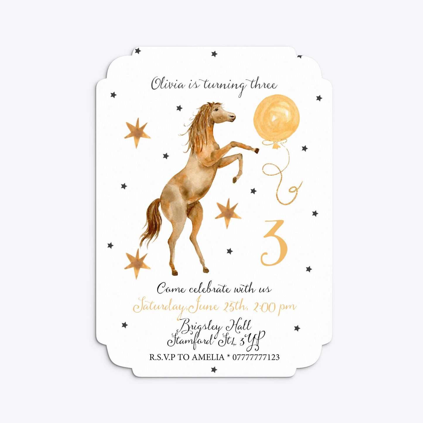 Personalised Horse Happy Birthday Deco Invitation Matte Paper