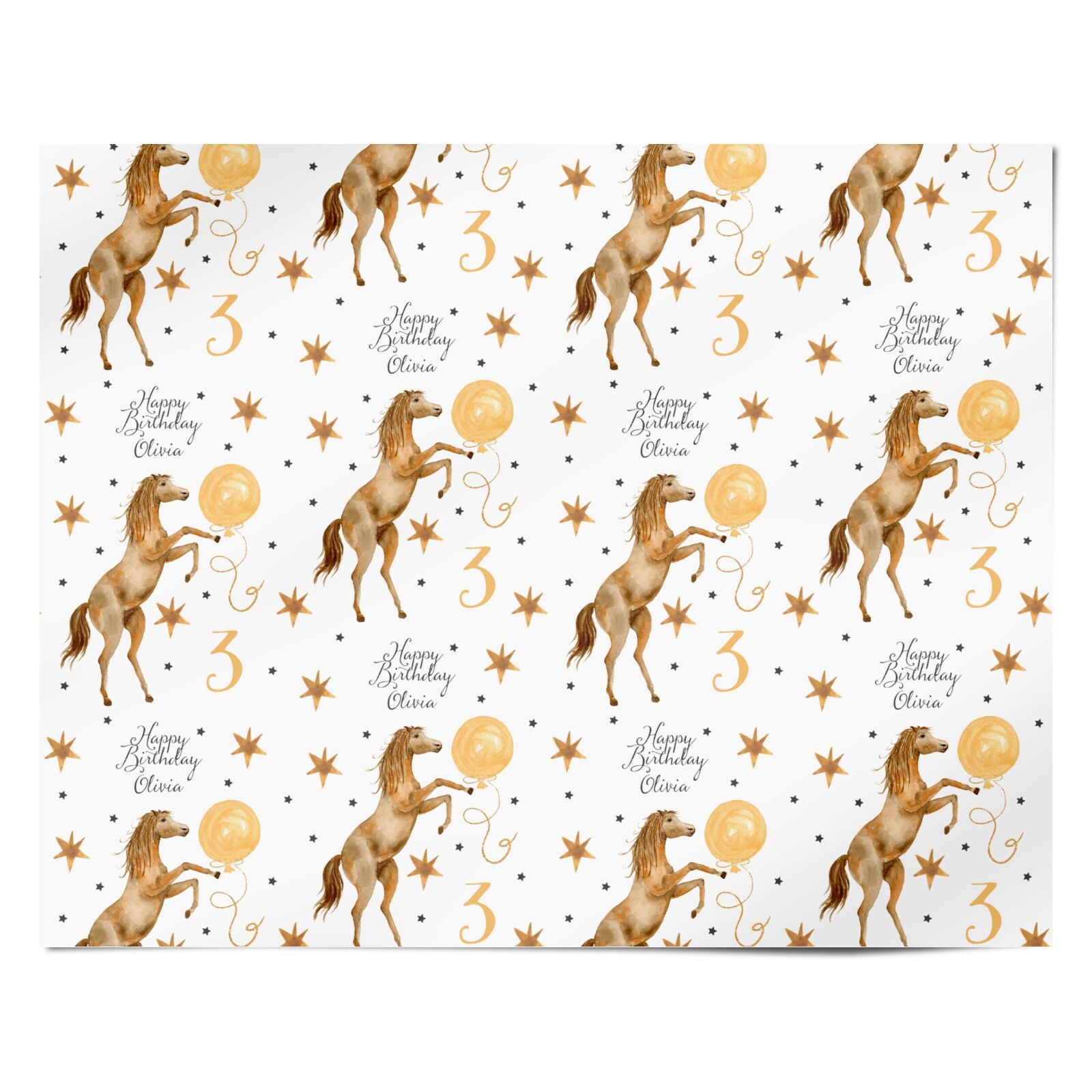 Personalised Horse Happy Birthday Personalised Wrapping Paper Alternative