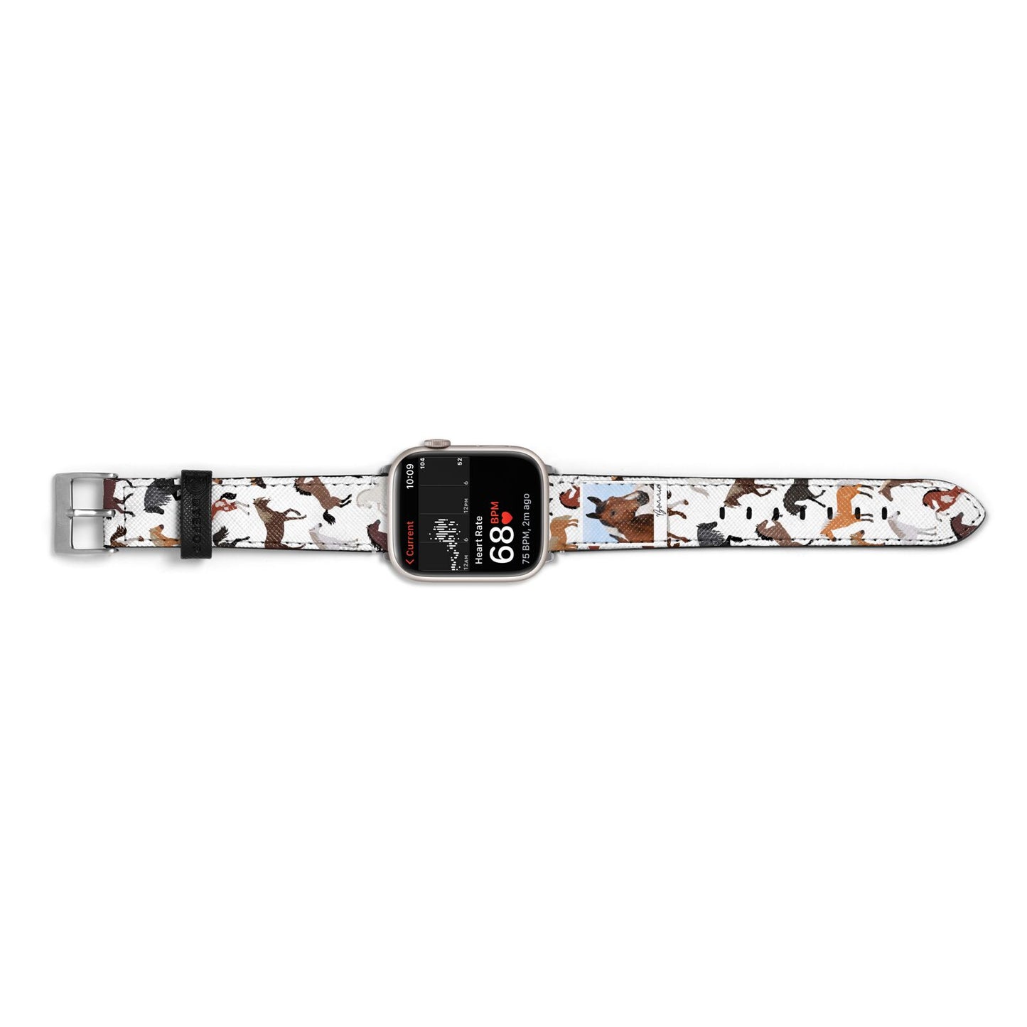 Personalised Horse Photo Apple Watch Strap Size 38mm Landscape Image Silver Hardware