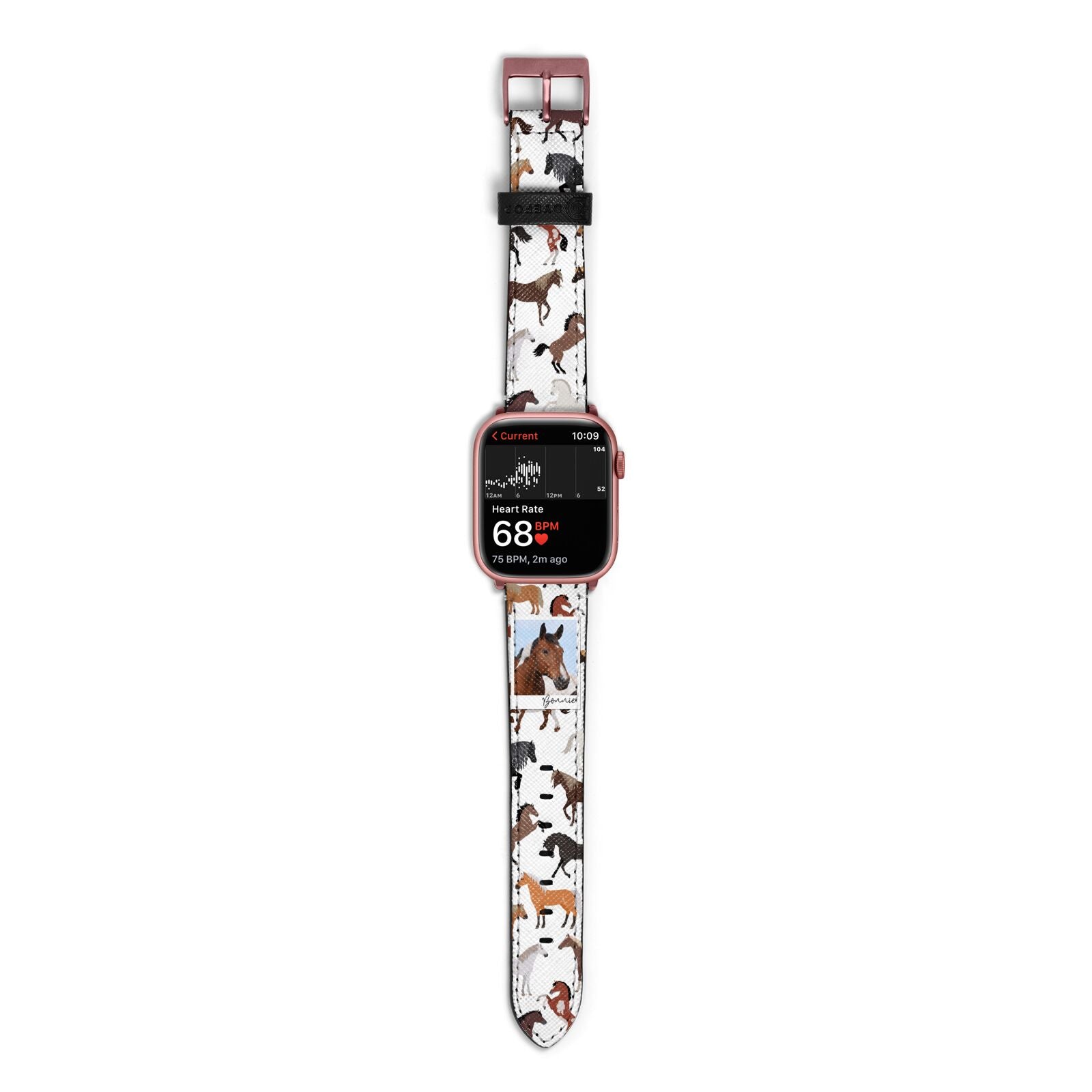Personalised Horse Photo Apple Watch Strap Size 38mm with Rose Gold Hardware