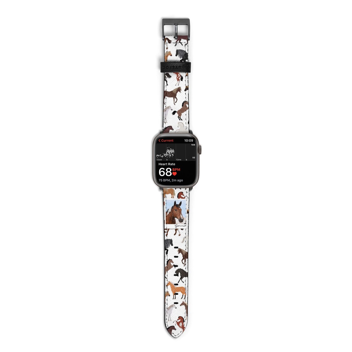 Personalised Horse Photo Apple Watch Strap Size 38mm with Space Grey Hardware