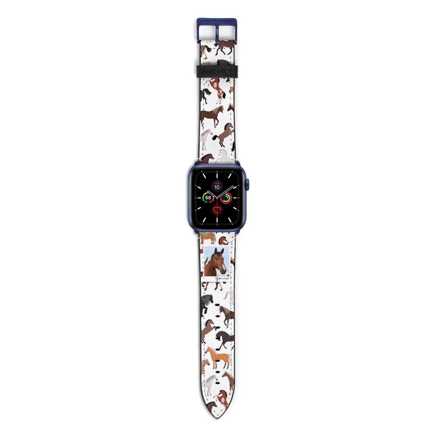 Personalised Horse Photo Apple Watch Strap with Blue Hardware