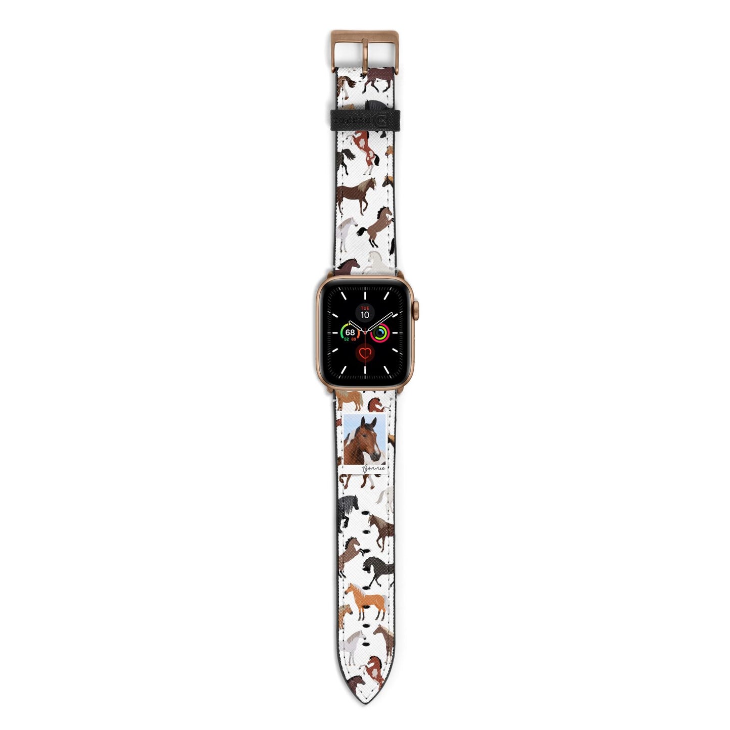 Personalised Horse Photo Apple Watch Strap with Gold Hardware
