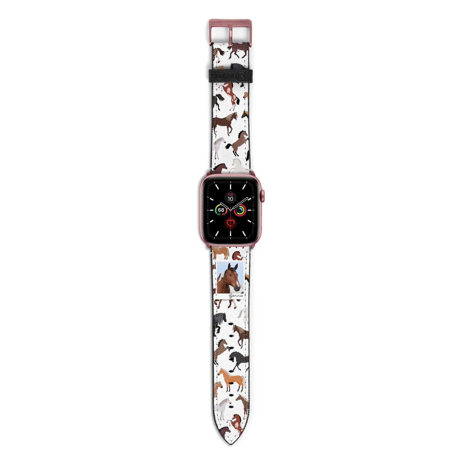 Personalised Horse Photo Apple Watch Strap with Rose Gold Hardware