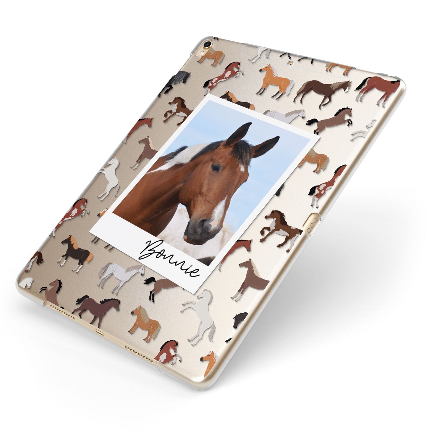 Personalised Horse Photo Apple iPad Case on Gold iPad Side View