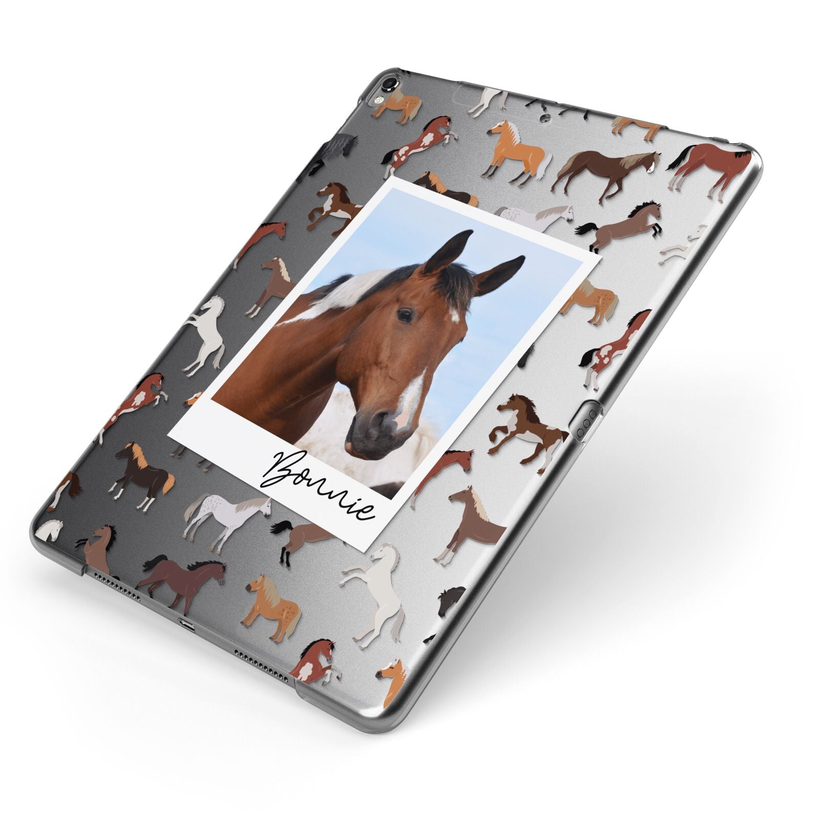 Personalised Horse Photo Apple iPad Case on Grey iPad Side View