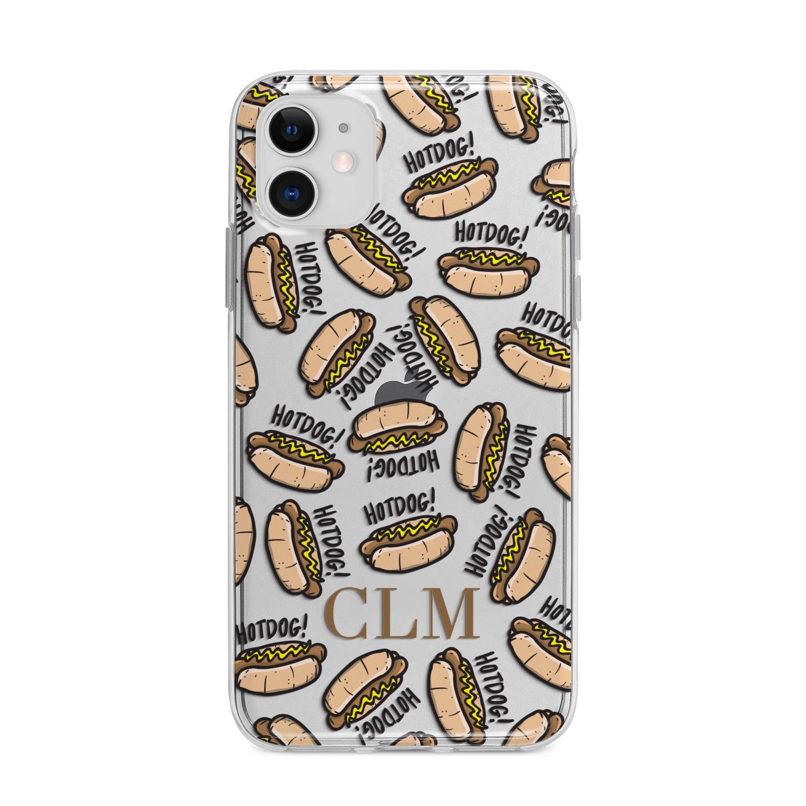 Personalised Hot Dog Initials Apple iPhone 11 in White with Bumper Case