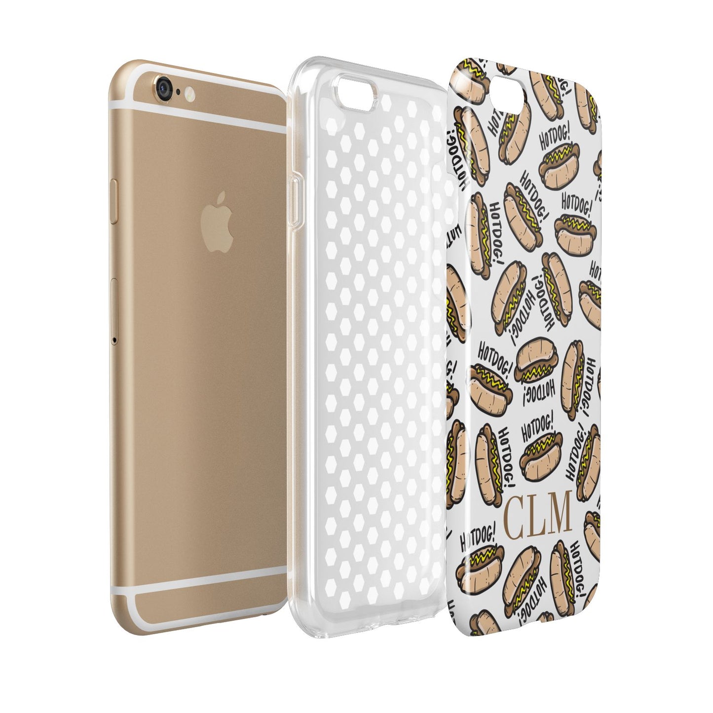 Personalised Hot Dog Initials Apple iPhone 6 3D Tough Case Expanded view