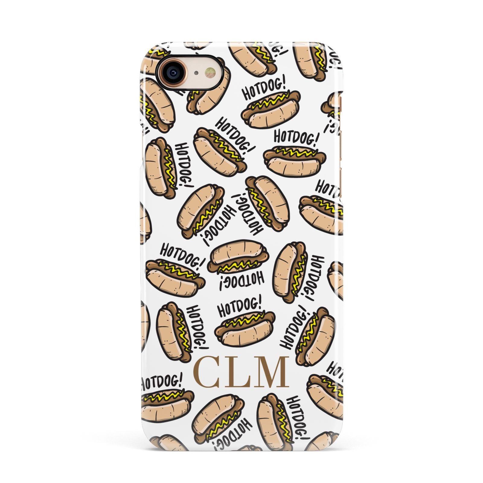 Personalised Hot Dog Initials Apple iPhone 7 8 3D Snap Case