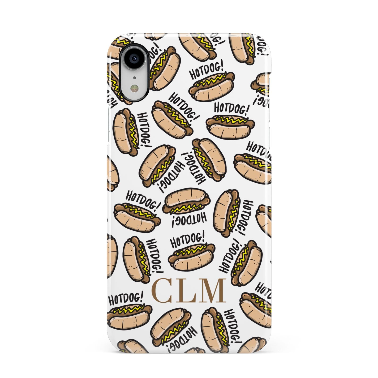 Personalised Hot Dog Initials Apple iPhone XR White 3D Snap Case