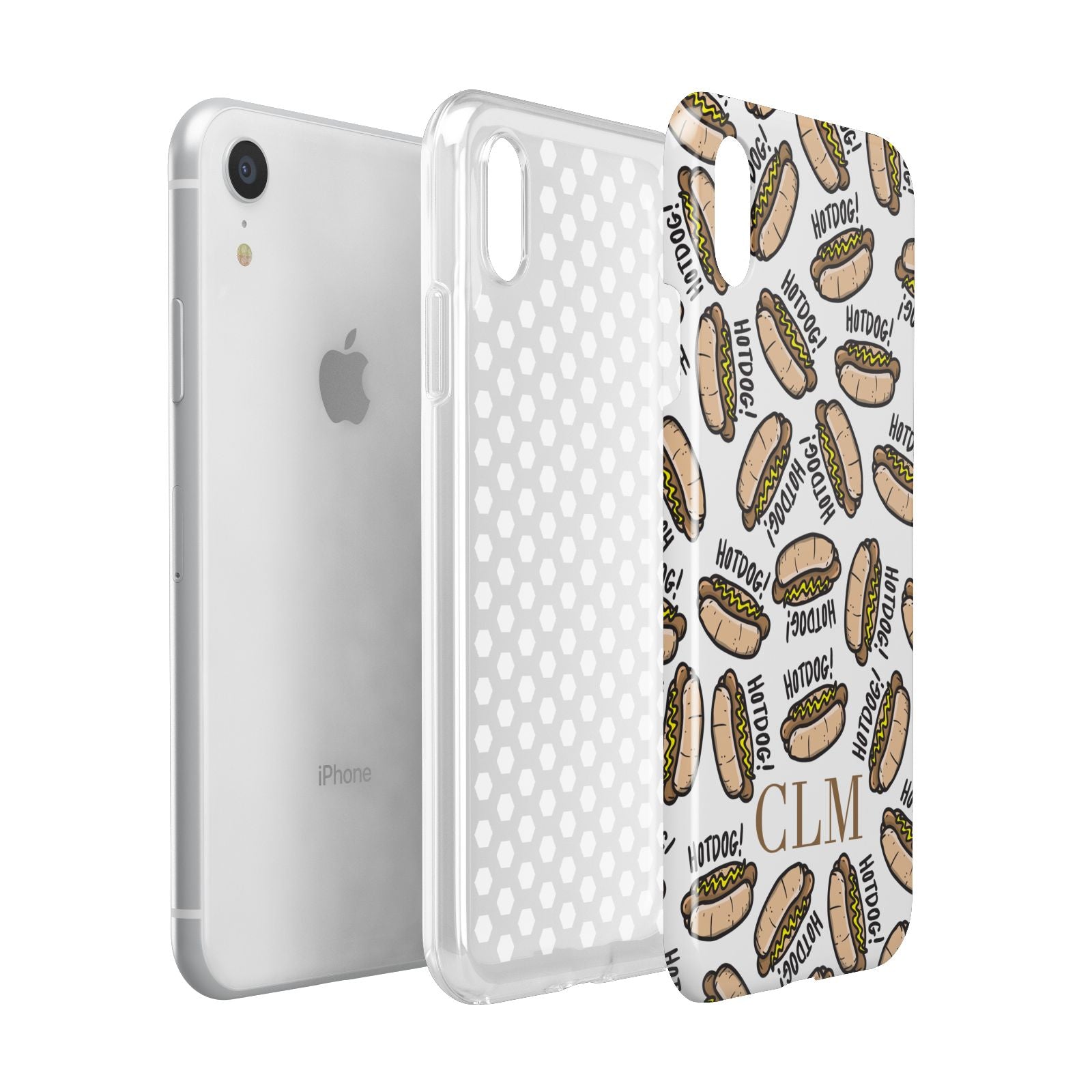 Personalised Hot Dog Initials Apple iPhone XR White 3D Tough Case Expanded view