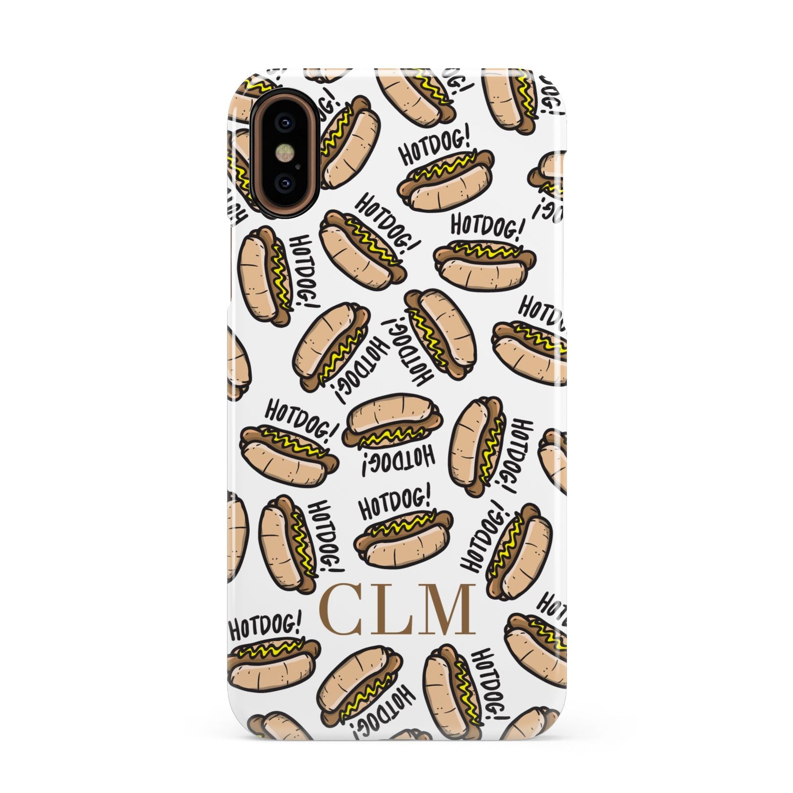 Personalised Hot Dog Initials Apple iPhone XS 3D Snap Case