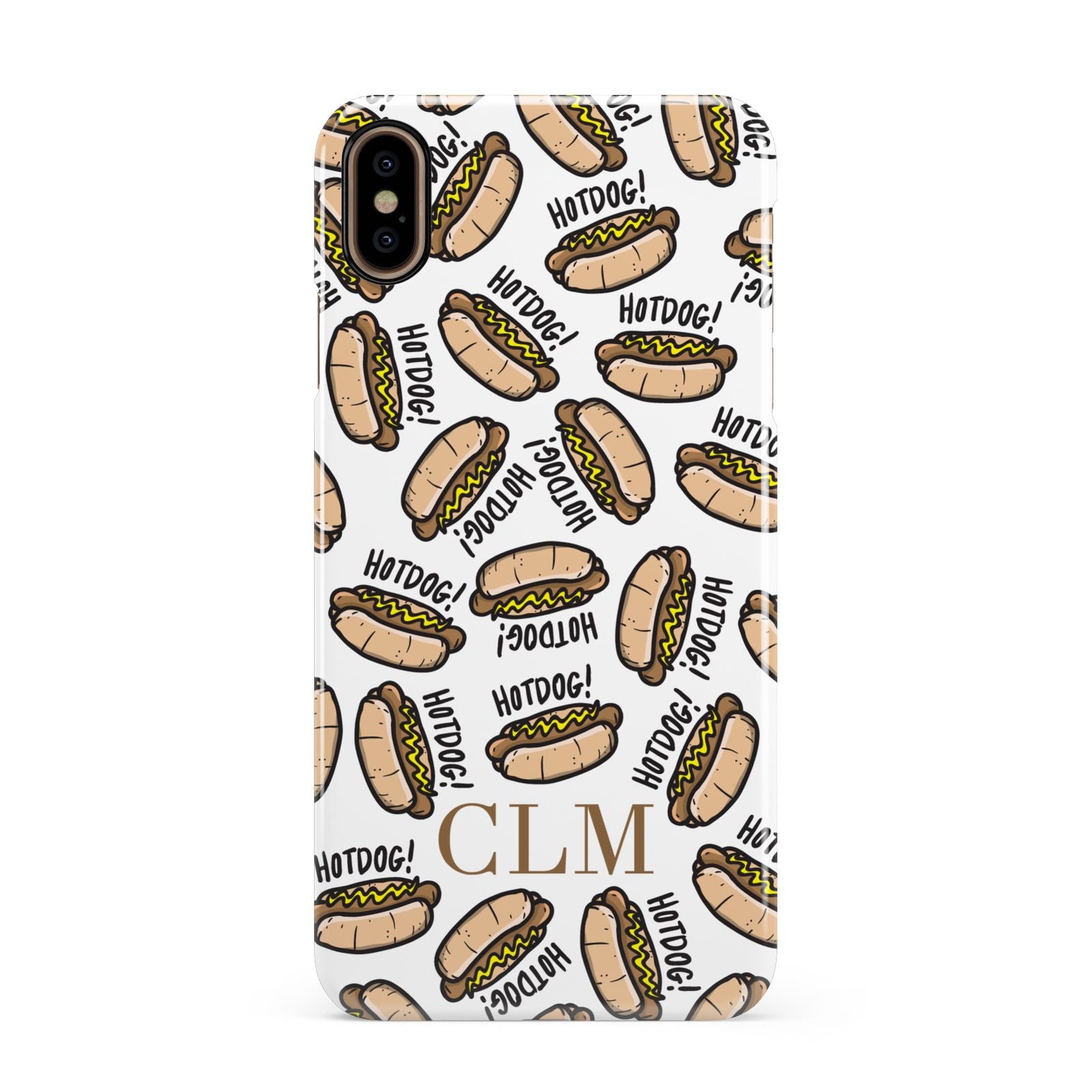 Personalised Hot Dog Initials Apple iPhone Xs Max 3D Snap Case