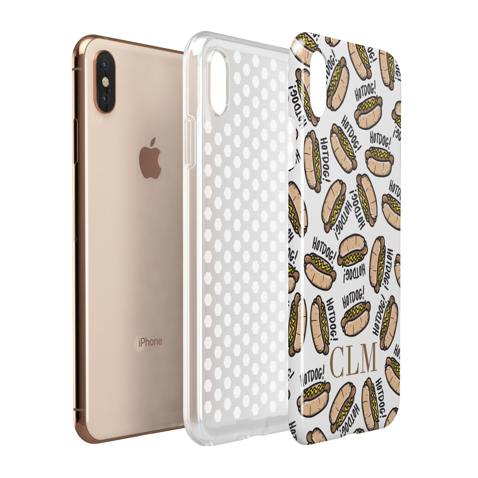 Personalised Hot Dog Initials Apple iPhone Xs Max 3D Tough Case Expanded View