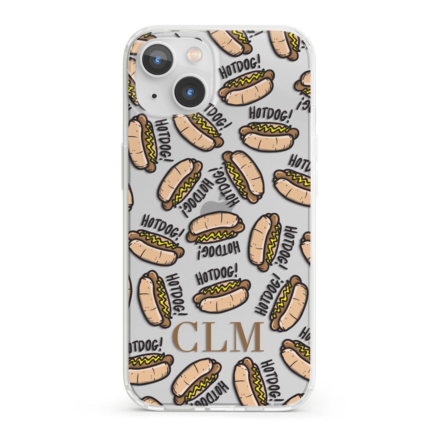 Personalised Hot Dog Initials iPhone 13 Clear Bumper Case
