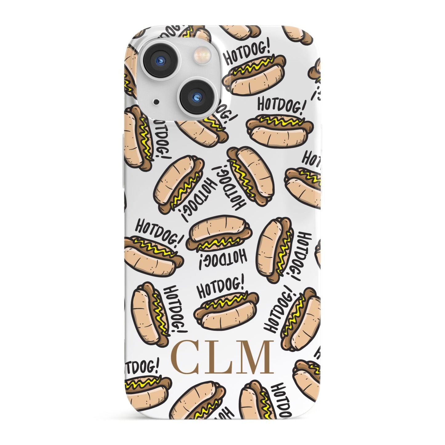 Personalised Hot Dog Initials iPhone 13 Mini Full Wrap 3D Snap Case