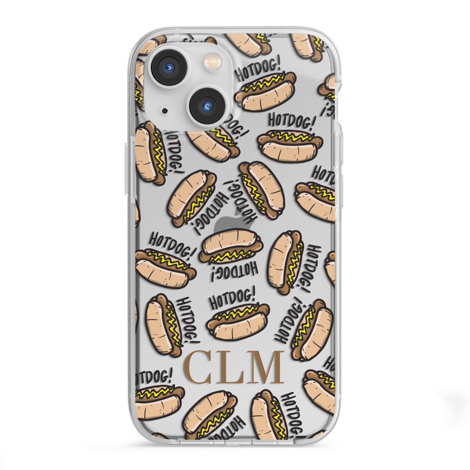 Personalised Hot Dog Initials iPhone 13 Mini TPU Impact Case with White Edges