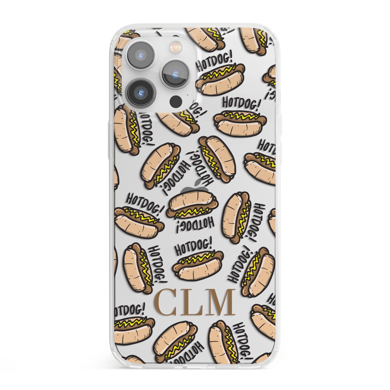 Personalised Hot Dog Initials iPhone 13 Pro Max Clear Bumper Case