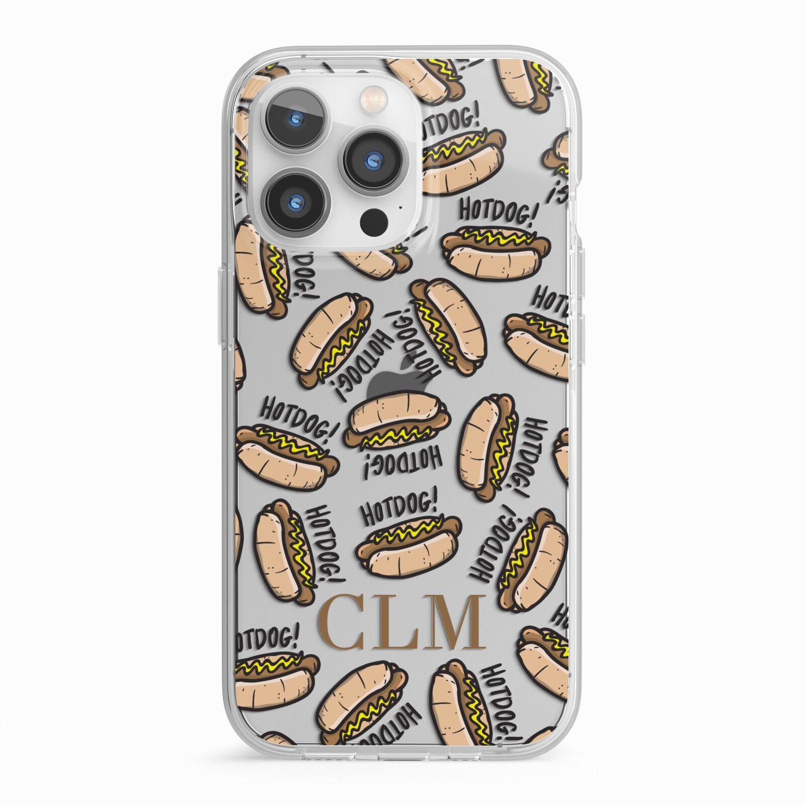 Personalised Hot Dog Initials iPhone 13 Pro TPU Impact Case with White Edges