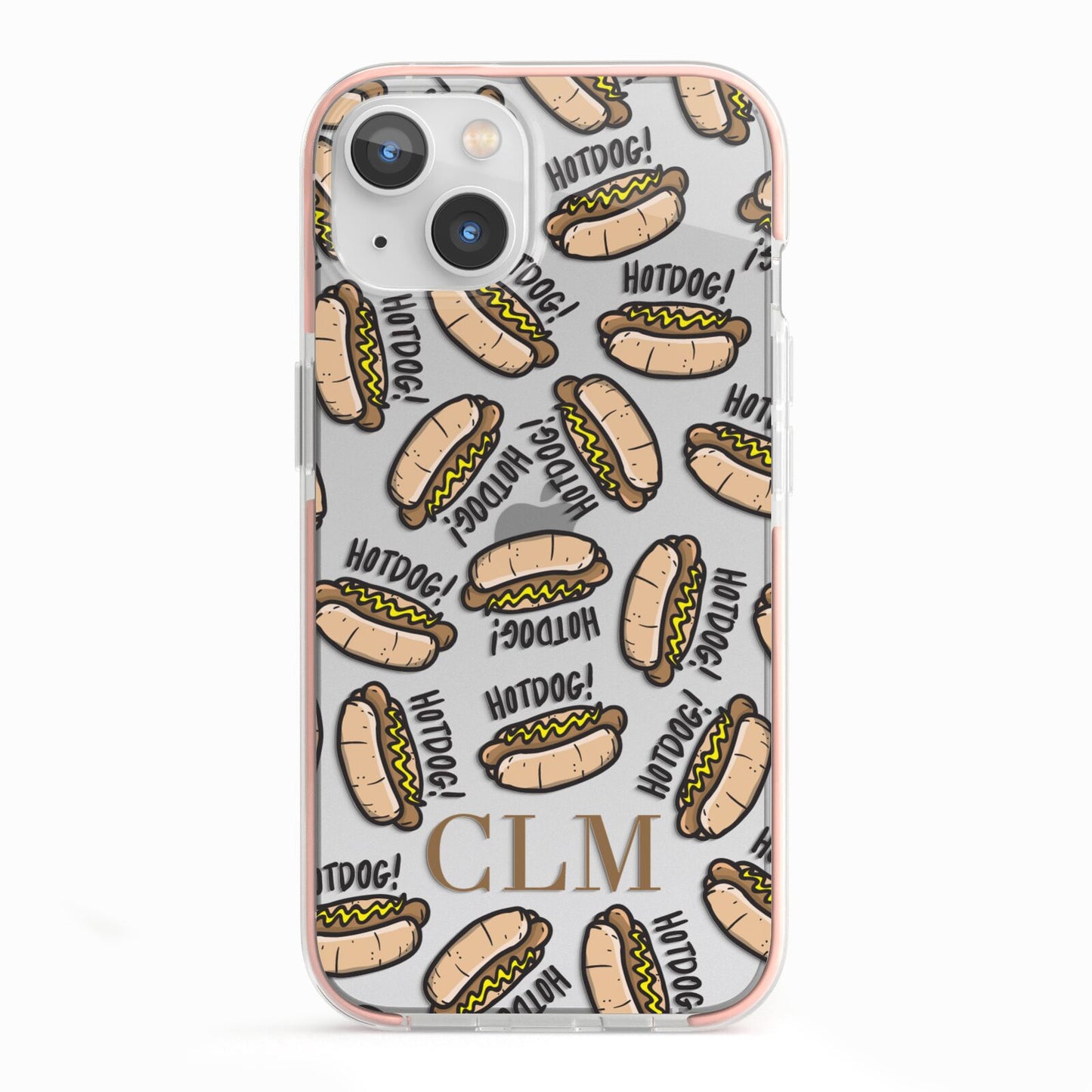 Personalised Hot Dog Initials iPhone 13 TPU Impact Case with Pink Edges