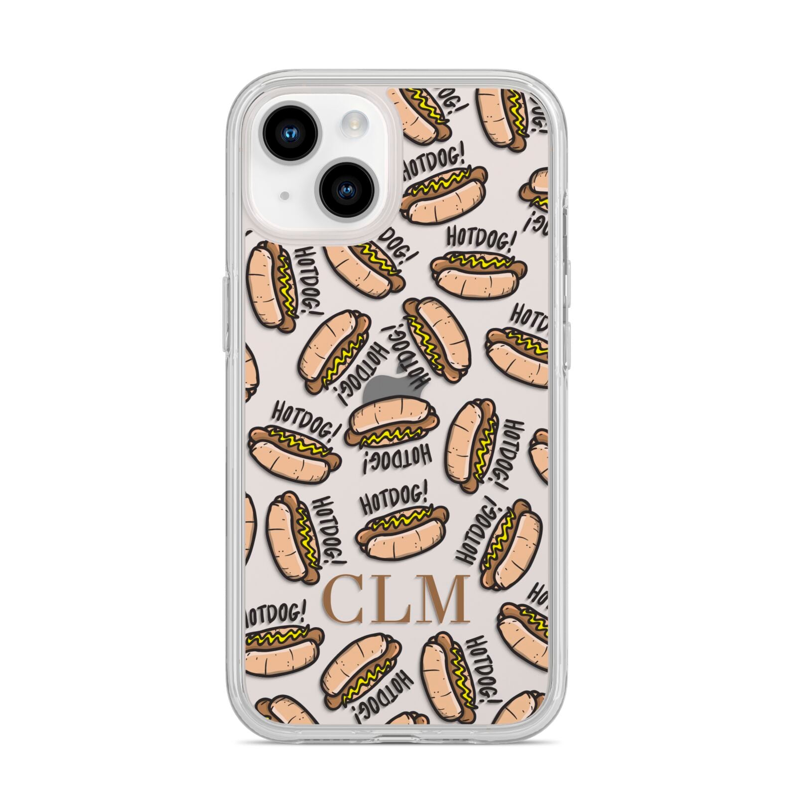 Personalised Hot Dog Initials iPhone 14 Clear Tough Case Starlight