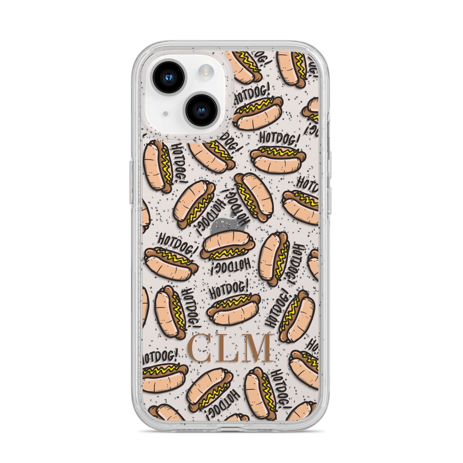 Personalised Hot Dog Initials iPhone 14 Glitter Tough Case Starlight