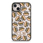 Personalised Hot Dog Initials iPhone 14 Plus Black Impact Case on Silver phone